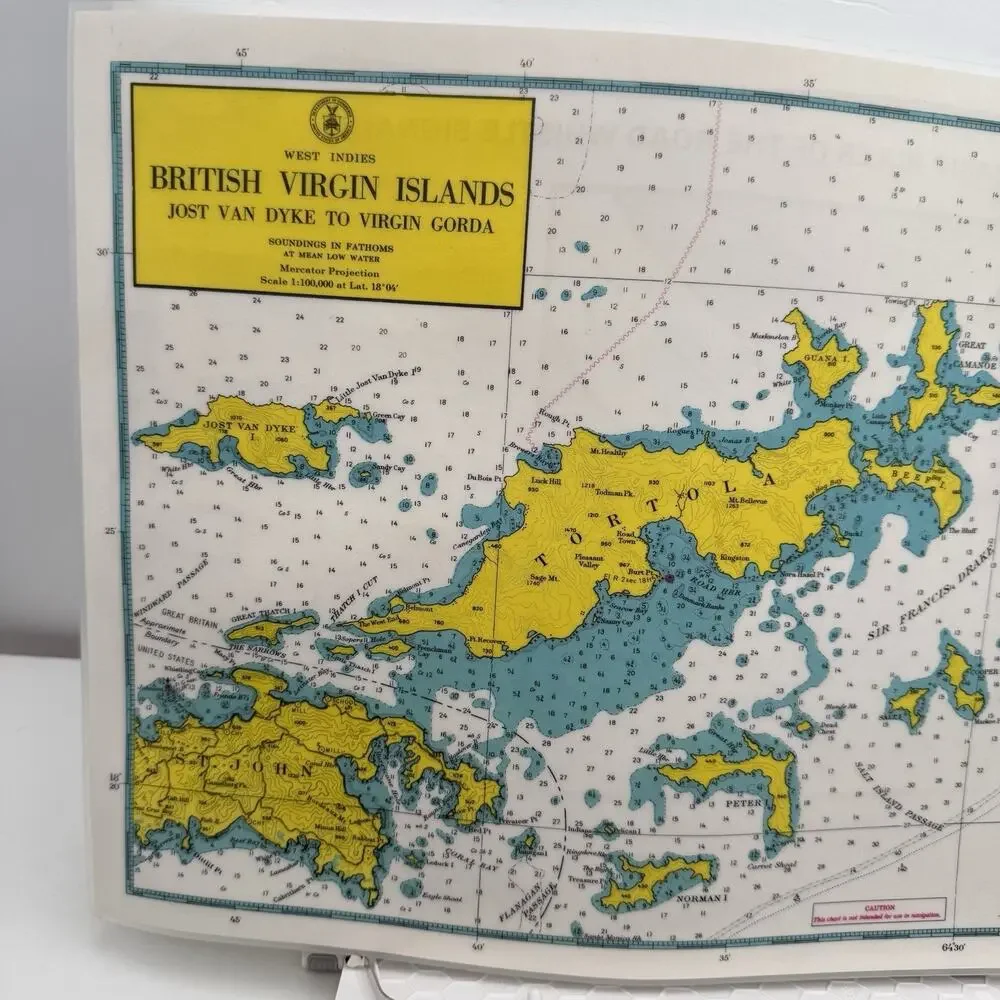 5 Navigation & Signal Placemats Virgin Islands Laminated USA VTG St John Tortola